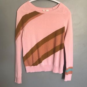 Anthropologie Moth Retro pink stripe sweater